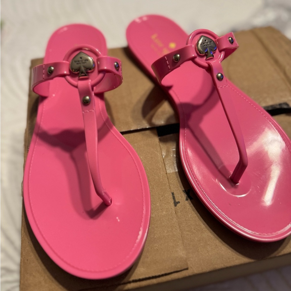 Kate Spade Pink Thong Sandals with Metallic Buckle